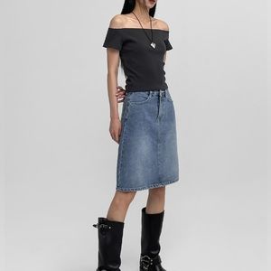 blackup korea ashyoyu denim midi skirt